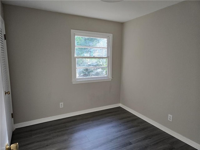 spare room with dark wood-type flooring