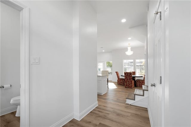 hallway featuring light wood-type flooring