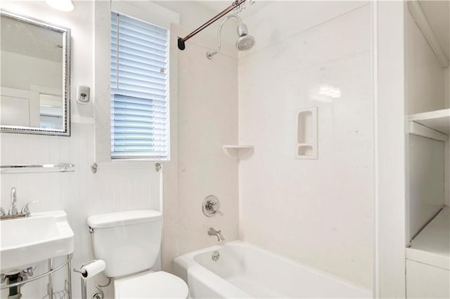 2014 Bakers Ln, Mobile, AL 36605 - bathroom with a sink, toilet, and shower / washtub combination