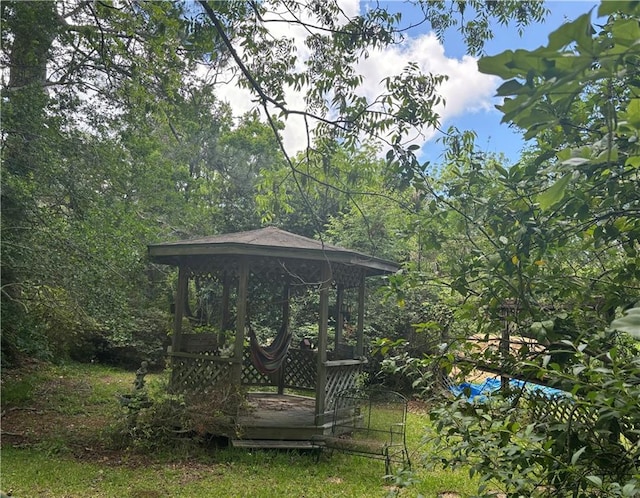 view of yard with a gazebo