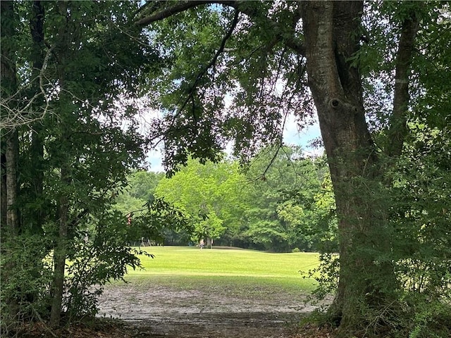 view of property's community with a lawn