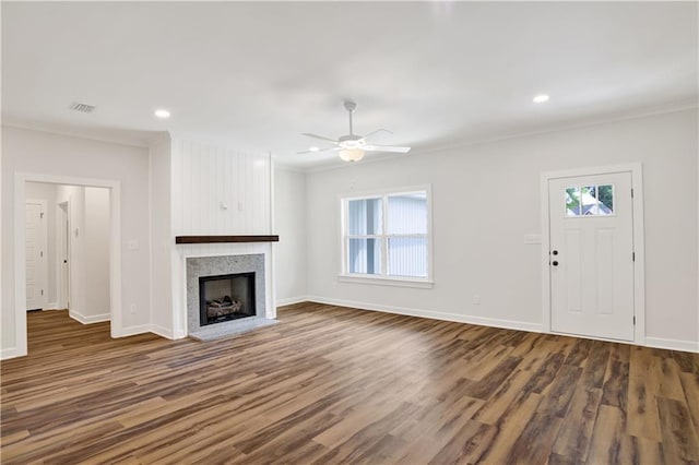 8760 Floyd Crabtree Way, Semmes, AL 36575 - unfurnished living room with baseboards, visible vents, and ornamental molding