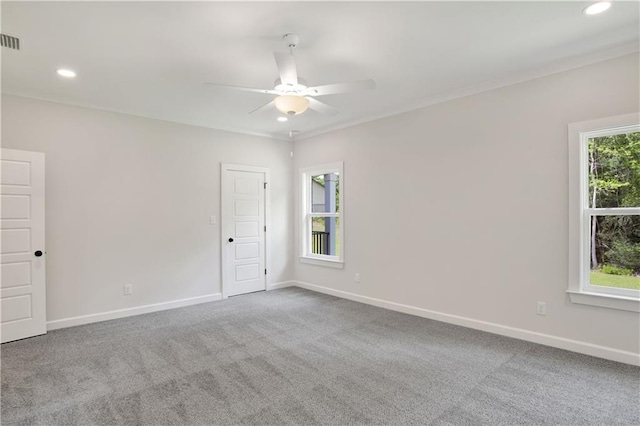 8760 Floyd Crabtree Way, Semmes, AL 36575 - empty room featuring carpet floors, a ceiling fan, baseboards, and recessed lighting