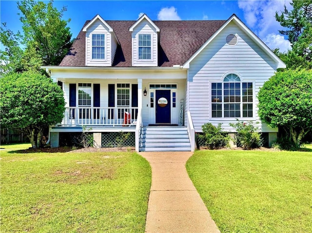 2200 Orourke Dr, Mobile, AL 36695 - view of front of house featuring covered porch, a front lawn, and a shingled roof