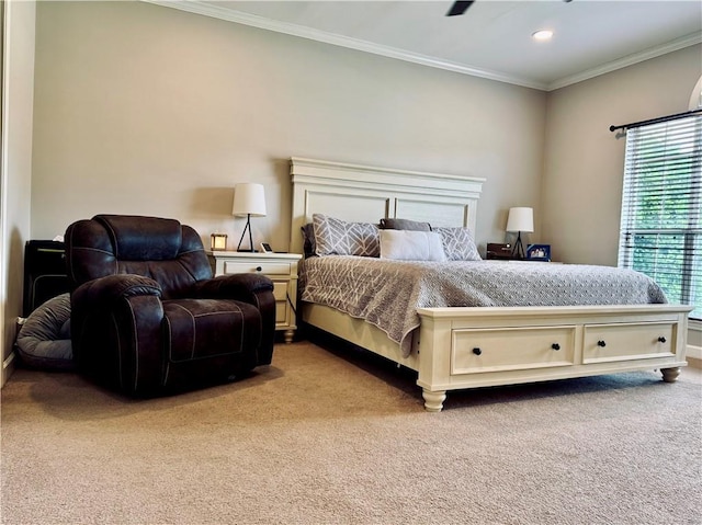 2200 Orourke Dr, Mobile, AL 36695 - bedroom with carpet, crown molding, and recessed lighting