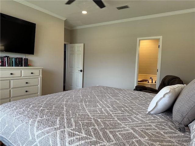 2200 Orourke Dr, Mobile, AL 36695 - bedroom featuring ornamental molding, recessed lighting, and ceiling fan