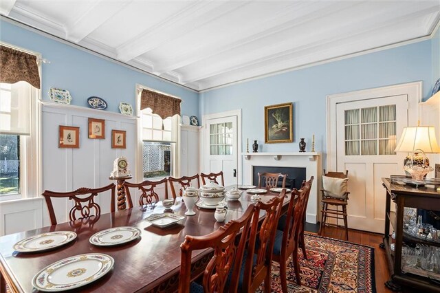 26 Julia St S, Mobile, AL 36604 - dining room featuring beam ceiling and wood finished floors