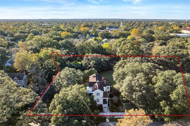26 Julia St S, Mobile, AL 36604 - aerial overview of property's location featuring a heavily wooded area and property boundaries highlighted