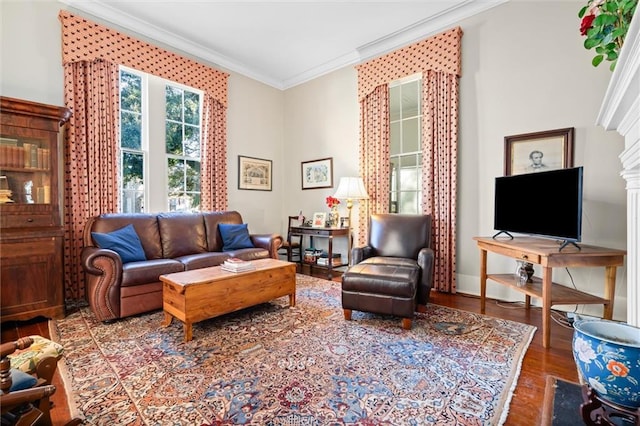 26 Julia St S, Mobile, AL 36604 - living area with ornamental molding and wood finished floors