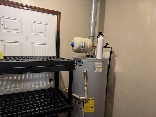 utility room with water heater