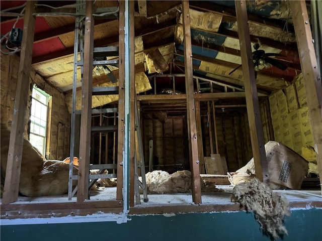 misc room with lofted ceiling