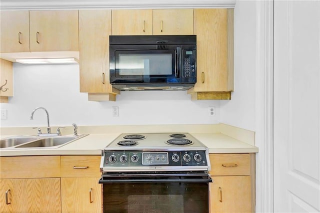 100 Tower Dr Unit 704, Daphne, AL 36526 - kitchen featuring electric range oven, black microwave, and light brown cabinets