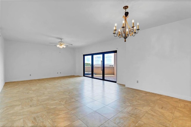 100 Tower Dr Unit 704, Daphne, AL 36526 - empty room with a chandelier, a ceiling fan, and light tile patterned floors