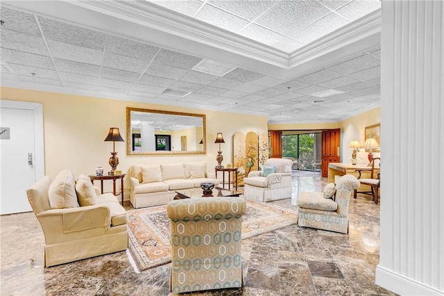 100 Tower Dr Unit 704, Daphne, AL 36526 - living area featuring crown molding and a drop ceiling