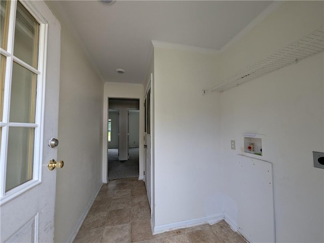 6960 March Pointe Ct, Theodore, AL 36582 - washroom with electric dryer hookup, hookup for a washing machine, and ornamental molding