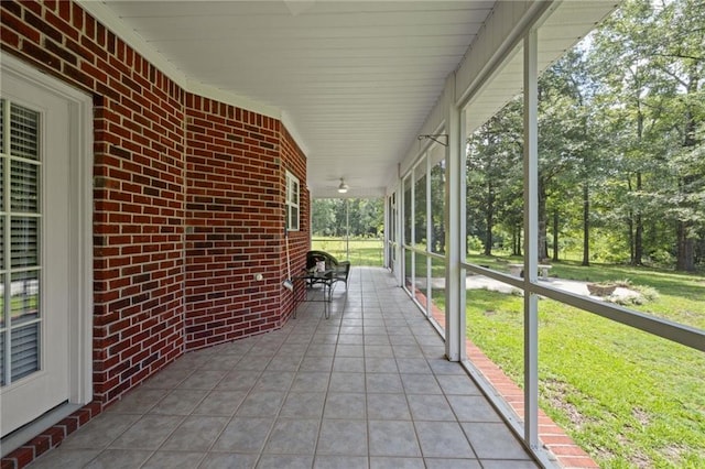 view of unfurnished sunroom