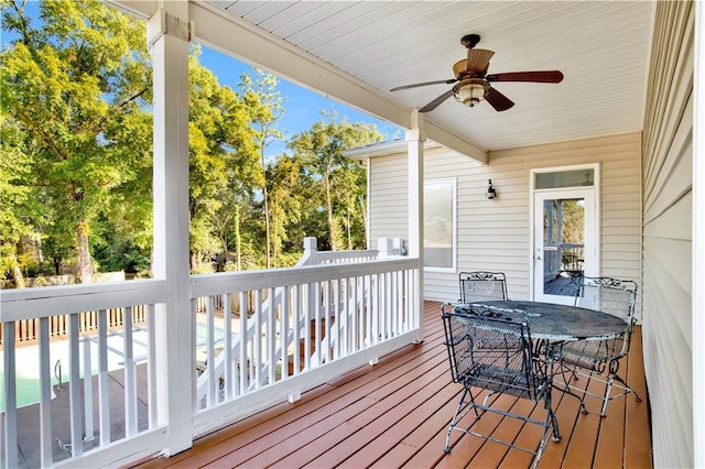 deck featuring ceiling fan