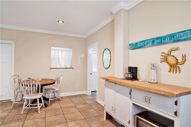 interior space featuring crown molding