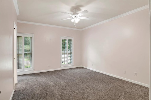 5555 Briarfield Ln, Mobile, AL 36693 - spare room with ceiling fan, carpet, and crown molding
