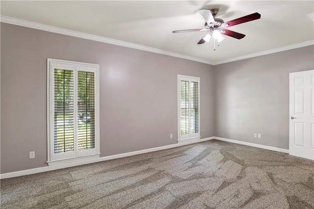 5555 Briarfield Ln, Mobile, AL 36693 - carpeted empty room with ornamental molding and a ceiling fan