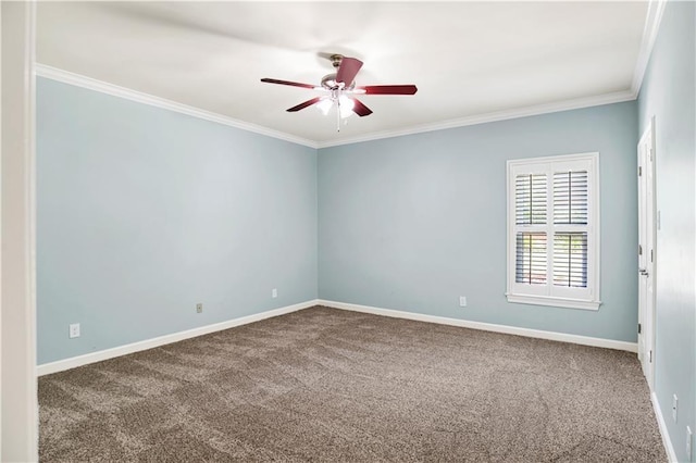 5555 Briarfield Ln, Mobile, AL 36693 - carpeted spare room featuring ceiling fan and crown molding