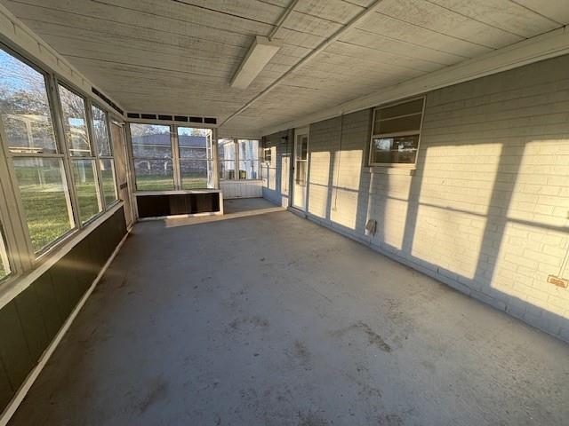 view of unfurnished sunroom