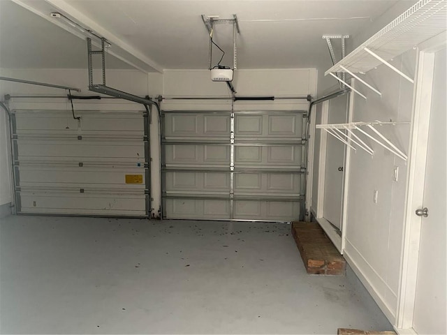 garage with a garage door opener