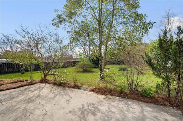 view of yard with a patio area and fence