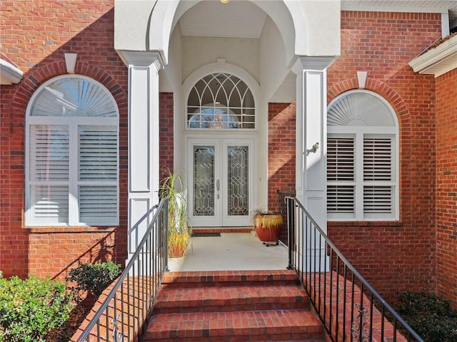 doorway to property featuring french doors