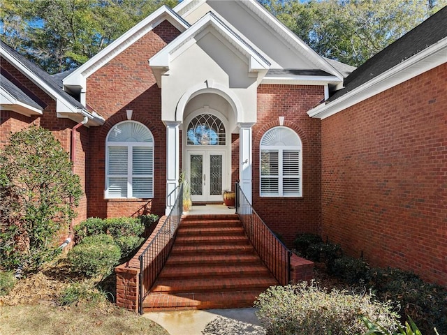 doorway to property featuring french doors