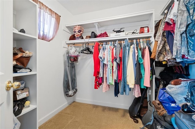 spacious closet with carpet floors