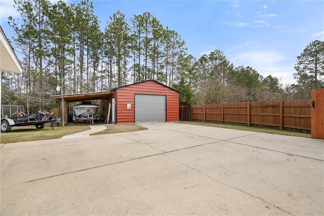 view of garage