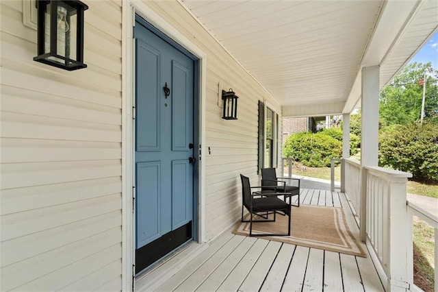 wooden deck with covered porch