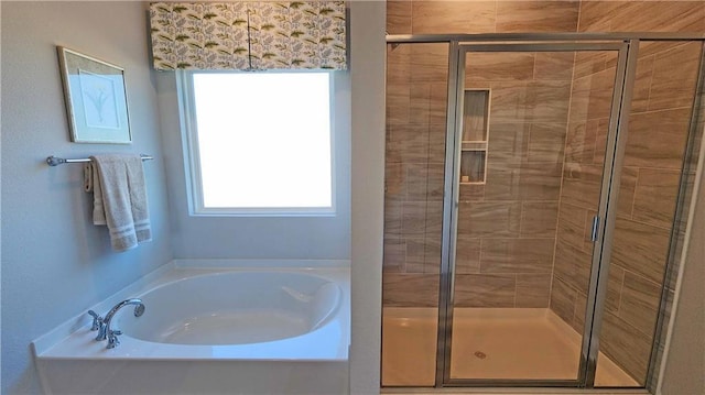 2295 Nadine Ln, Mobile, AL 36695 - full bathroom with a garden tub and a stall shower