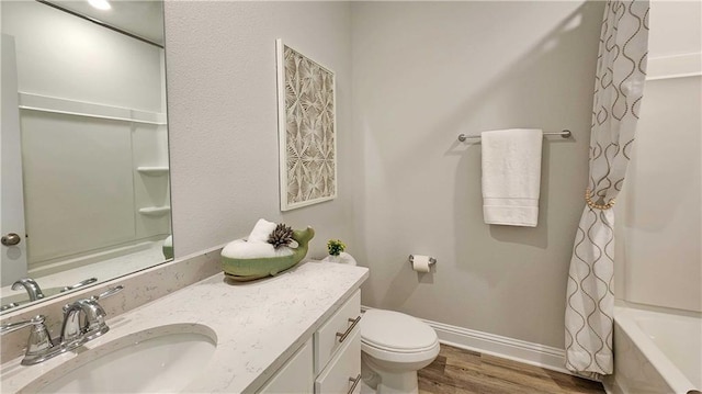 2295 Nadine Ln, Mobile, AL 36695 - bathroom with vanity, wood finished floors, and shower / bath combo