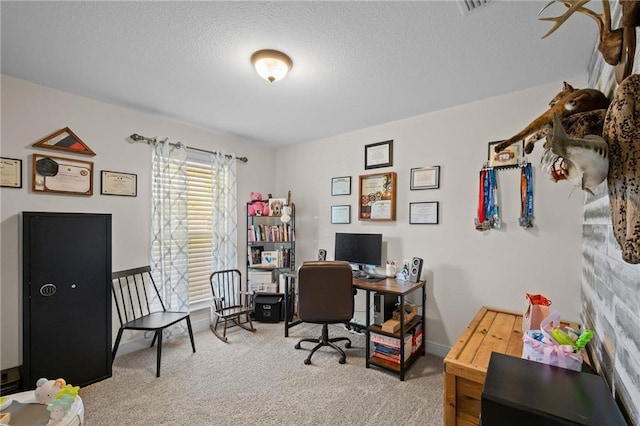 9412 Fox Hunter Ct, Semmes, AL 36575 - office area featuring carpet floors and a textured ceiling