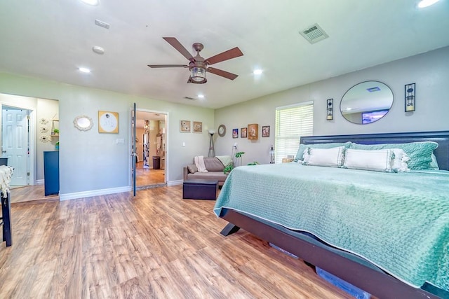 4698 Clarendon Dr, Mobile, AL 36619 - bedroom featuring recessed lighting, visible vents, ceiling fan, wood finished floors, and baseboards