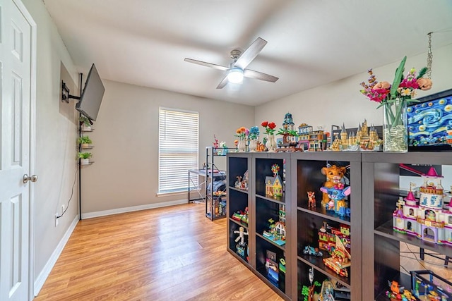 4698 Clarendon Dr, Mobile, AL 36619 - rec room with ceiling fan, baseboards, and wood finished floors