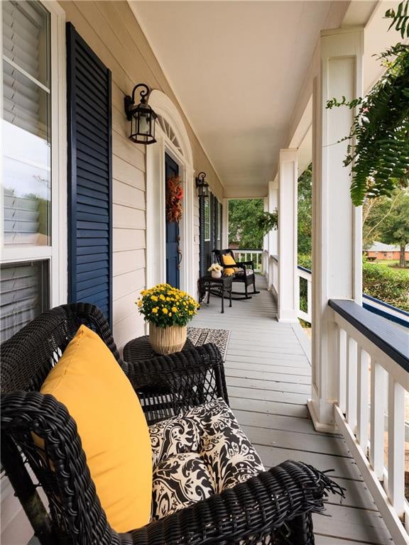 deck featuring a porch