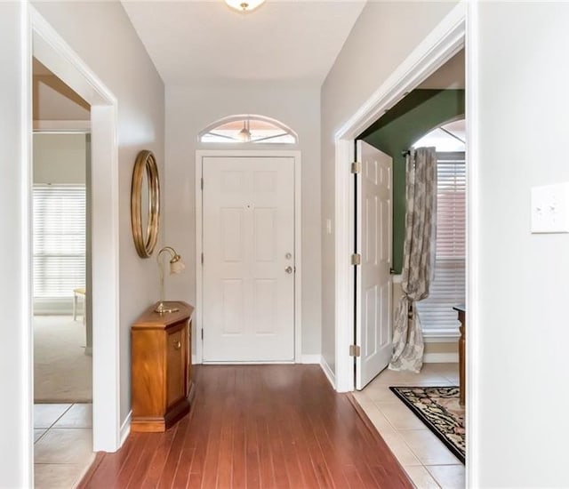 foyer with plenty of natural light and wood-type flooring