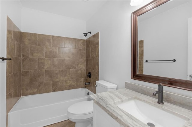 full bathroom featuring vanity, toilet, and shower / bathtub combination