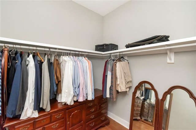 spacious closet featuring wood finished floors