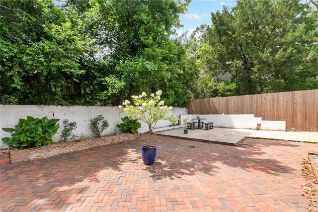 view of patio featuring a fenced backyard