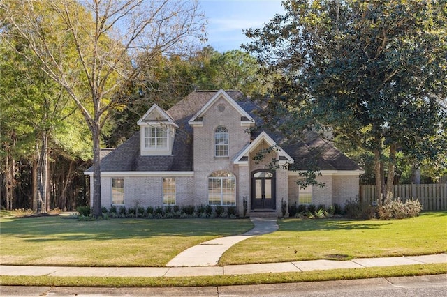 view of front of home with a front yard