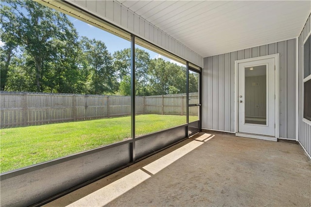 view of unfurnished sunroom