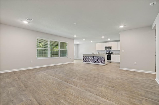 unfurnished living room featuring light hardwood / wood-style floors