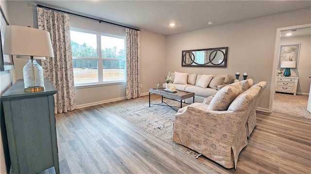 living room featuring hardwood / wood-style flooring