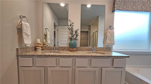 bathroom with vanity and a bathing tub