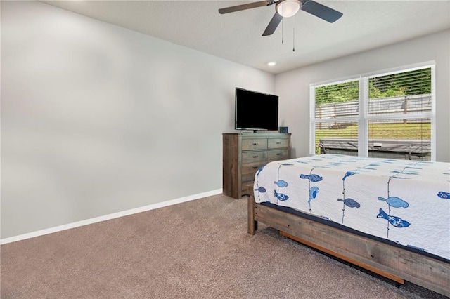 2526 Windmere Dr E, Semmes, AL 36575 - carpeted bedroom with baseboards, a ceiling fan, and recessed lighting