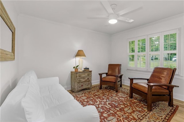 4689 Oak Ridge Rd, Mobile, AL 36609 - bedroom with light wood finished floors, crown molding, baseboards, and ceiling fan